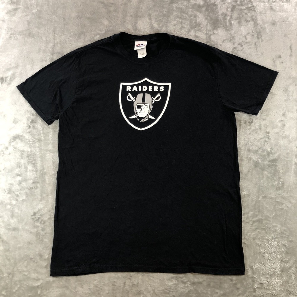 oakland raiders shirt Mens L Black Majestic Y2K